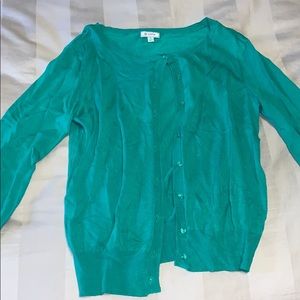 Green button up cardigan sweater